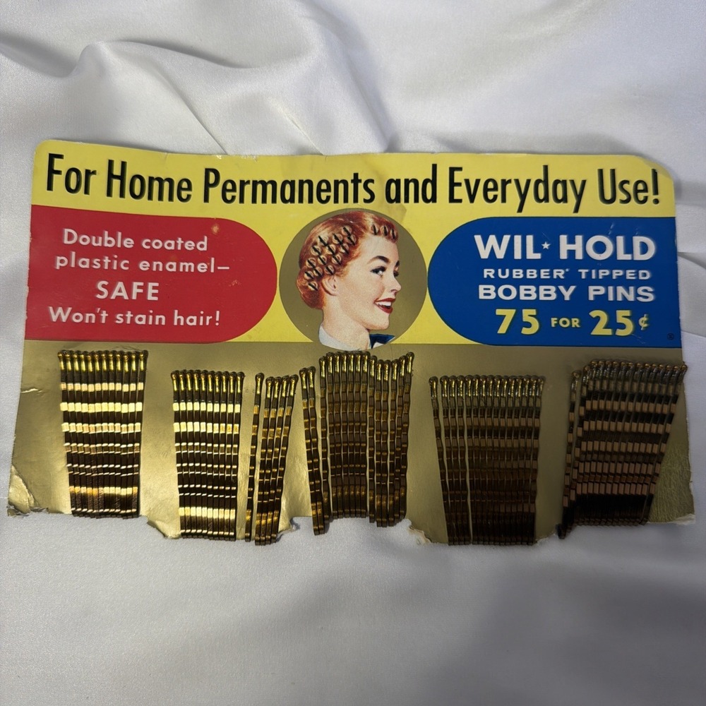 Vintage Wil-hold Bobby Pins Advertisement Packaging Double Coated Plastic
